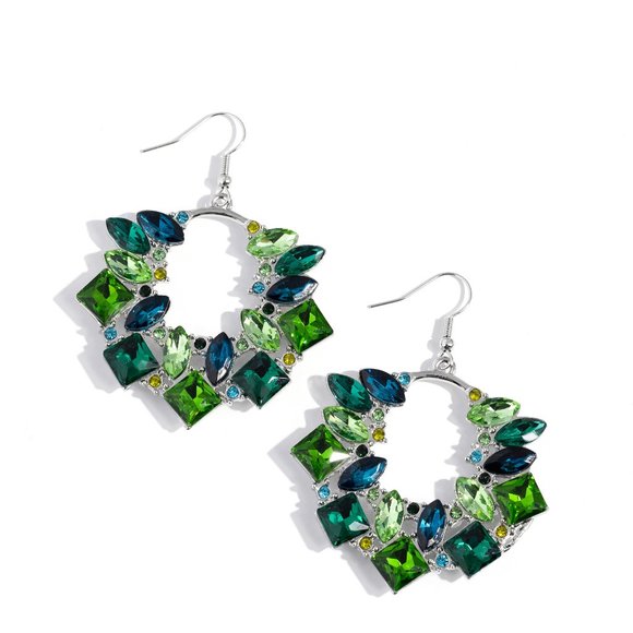 Wreathed in Watercolors - Green Earrings - Picture 2 of 2